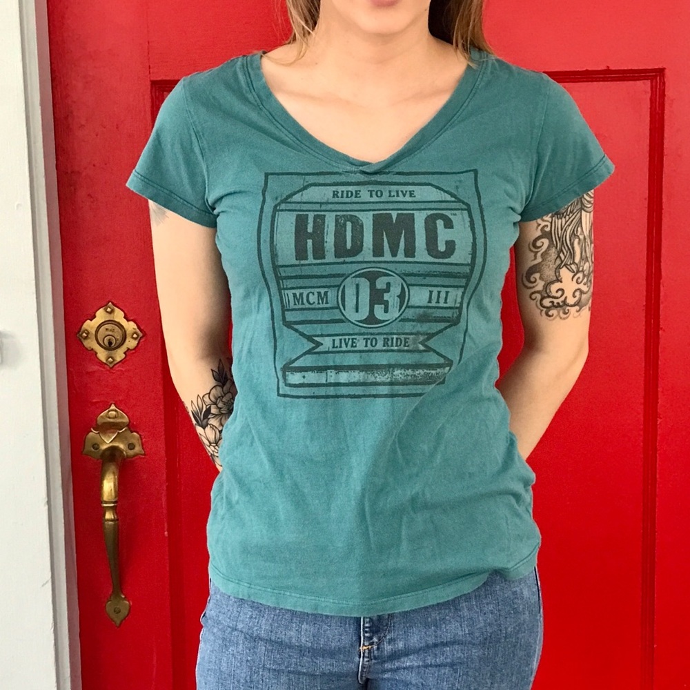 Harley Davidson Motorcycle T shirt V Neck S